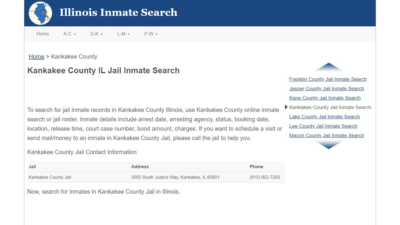 Kankakee County IL Jail Inmate Search