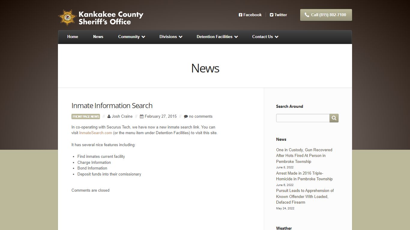 Inmate Information Search - Kankakee County Sheriff